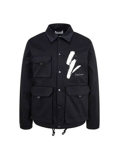 HOMME NEW ERA Painting Print Snap Button Jacket Black 270536 - YOHJI YAMAMOTO - BALAAN 1