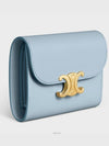 Shiny Triomphe Small Calfskin Half Wallet Light Blue - CELINE - BALAAN 3