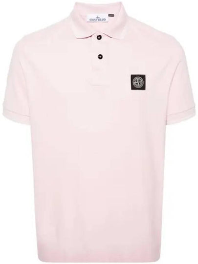 Stretch Cotton Pique Short Sleeve Polo Shirt Pink - STONE ISLAND - BALAAN 2