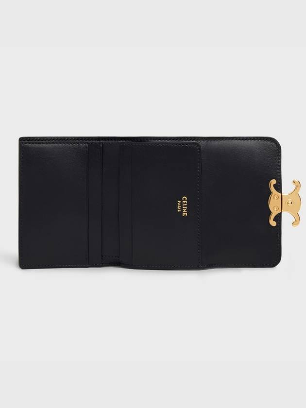 Triomphe Compact Shiny Calfskin Coin Half Wallet Black - CELINE - BALAAN 5