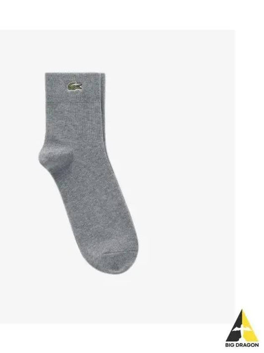 Men s Basic Solid Pique Medium Neck Socks Melange Gray - LACOSTE - BALAAN 1