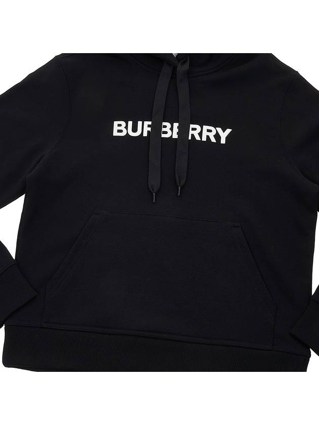 Logo Print Cotton Oversized Hoodie Black - BURBERRY - BALAAN 8