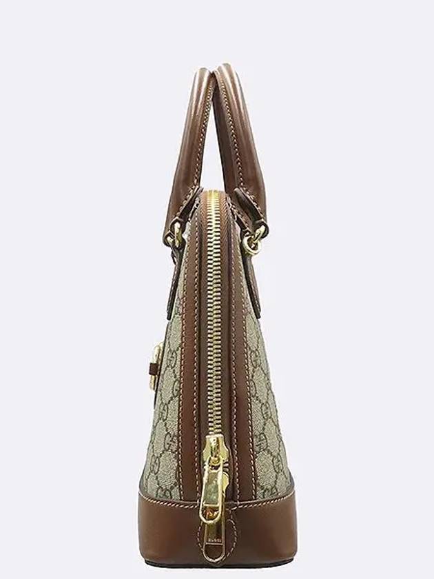 621220 GG Logo Canvas Brown Leather Gold Plated Horsebit 1955 Small Top Handle Bag Shoulder Strap 2WAY - GUCCI - BALAAN 3