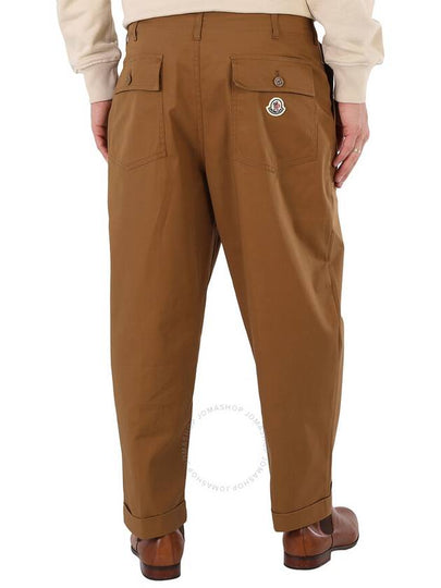 Moncler Men's Brown Cotton Poplin Wide-Leg Pants, Brand Size 50 (Waist Size 34