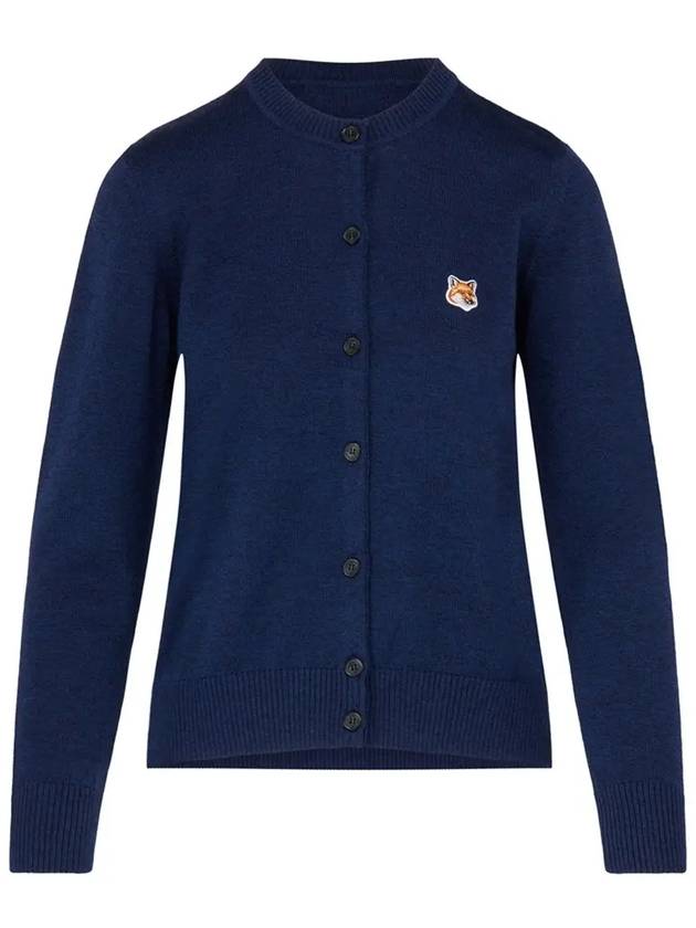 Fox Head Patch Knit Wool Cardigan Navy Melange - MAISON KITSUNE - BALAAN 2