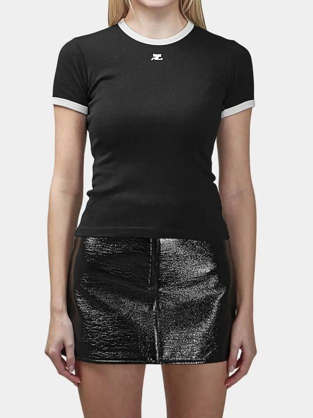 Bumpy Contrast Re-Edition Short Sleeve T-Shirt Black - COURREGES - BALAAN 6