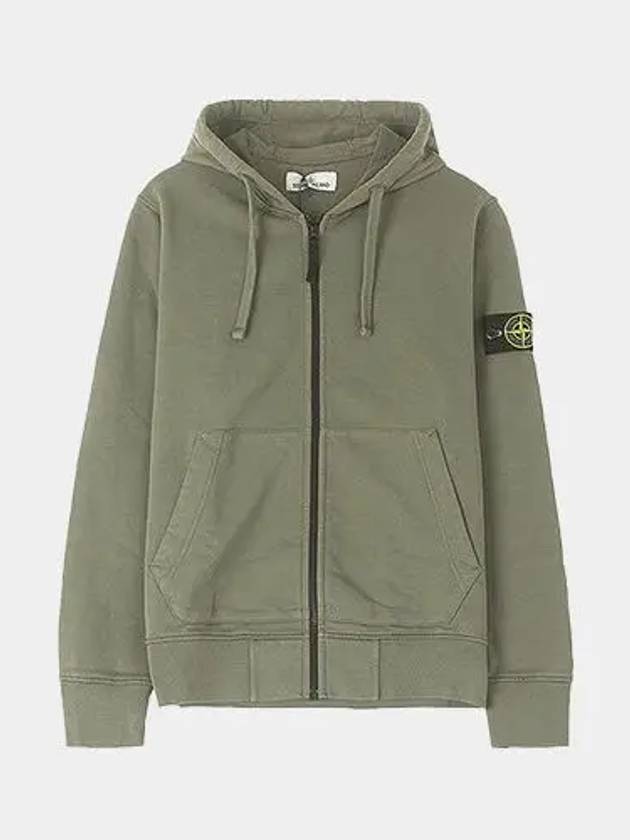 Wappen Patch Pocket Zip Up Hoodie Khaki - STONE ISLAND - BALAAN 2