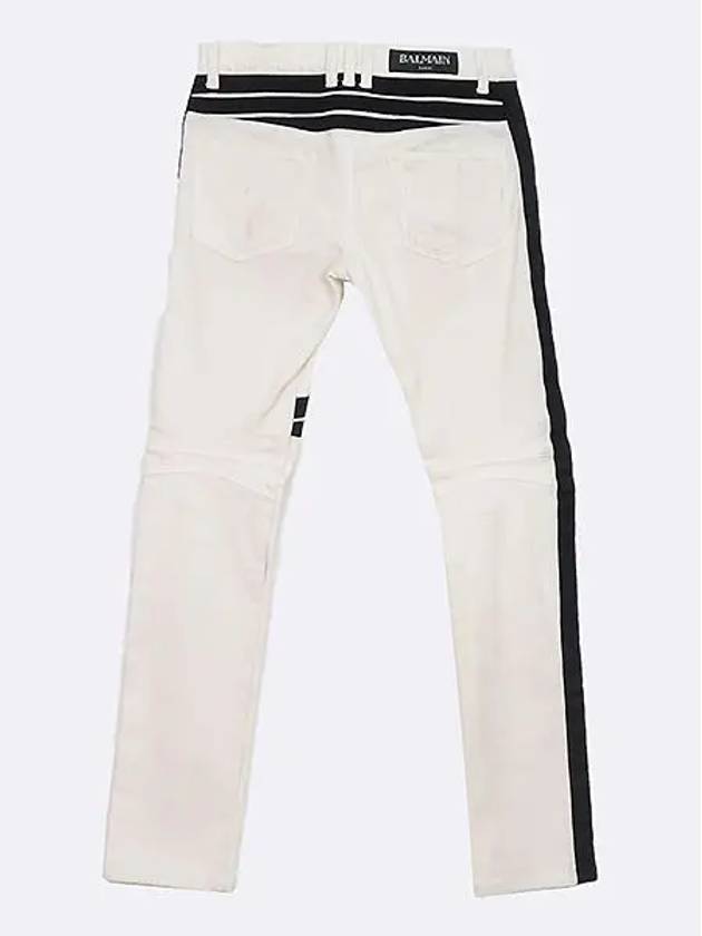 Men s biker jeans with cream side decoration - BALMAIN - BALAAN 2