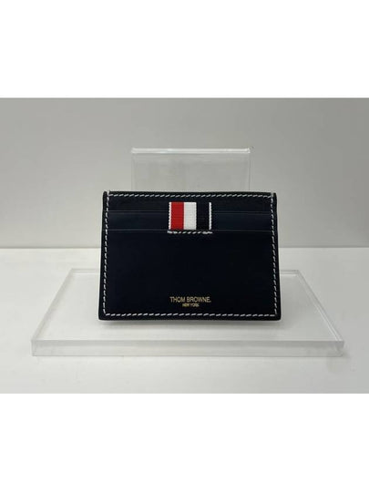 Stitched Vacchetta Card Wallet Navy - THOM BROWNE - BALAAN 2