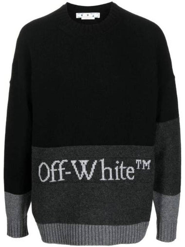 Intarsia Logo Wool Knit Top Black - OFF WHITE - BALAAN 1