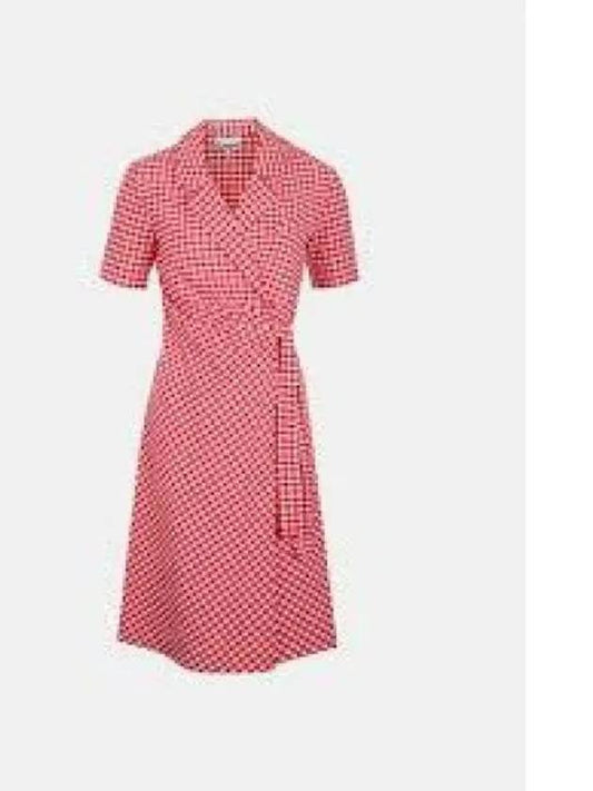 Seersucker Check Midi Dress Red - GANNI - BALAAN 2