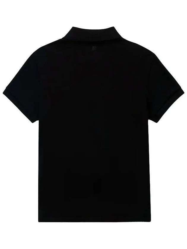 Heart Logo Polo Shirt Black - AMI - BALAAN 3