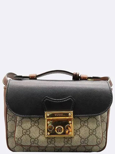 658487 GG Logo Supreme Canvas Burnt Brown Black Leather Trim Paddle Lock Mini Tote Bag Shoulder Strap 2WAY - GUCCI - BALAAN 2