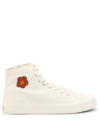 School Boke Flower Cotton High-Top Sneakers Cream - KENZO - BALAAN 2