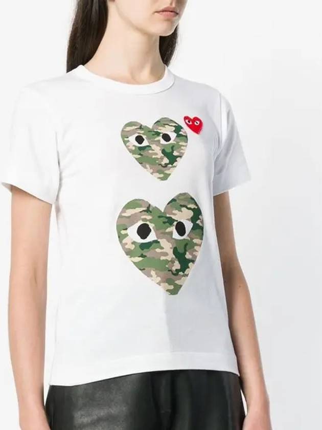 P1T245 Camo Big Heart Short Sleeve Tshirt - COMME DES GARCONS PLAY - BALAAN 4