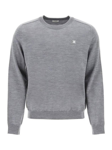 Triomphe Crew Neck Wool Knit Top Grey - CELINE - BALAAN 1