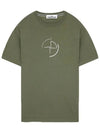 Men's Compass Embroidery Back Lettering Short Sleeve T-Shirt Khaki - STONE ISLAND - BALAAN 3