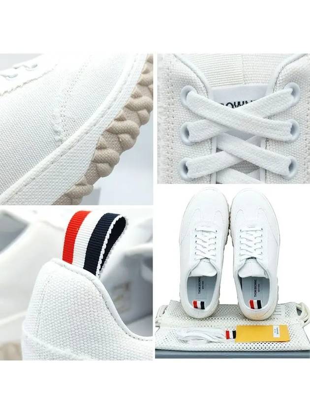 Frayed Canvas Cable Knit Sole Field Shoes White - THOM BROWNE - BALAAN 6