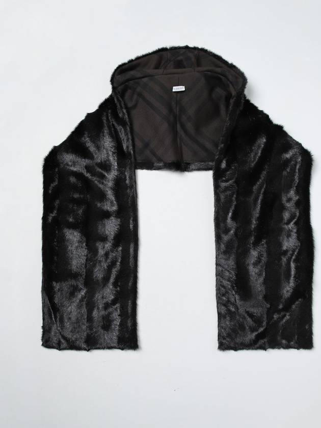 Fake Fur Hooded Scarf Black - BURBERRY - BALAAN 2