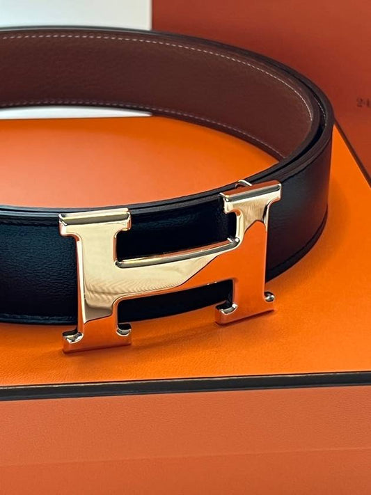 Gold H buckle reversible belt H073967CA - HERMES - BALAAN 1