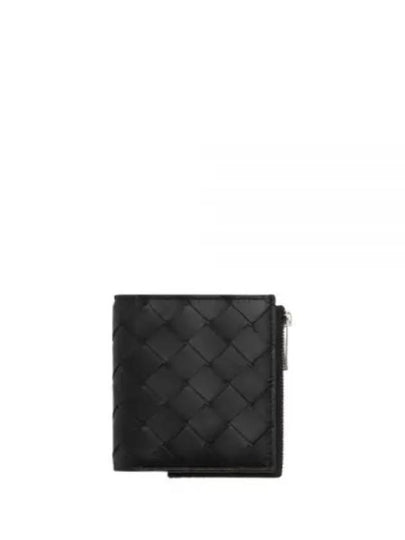 Intrecciato Bifold Calfskin Half Wallet Black - BOTTEGA VENETA - BALAAN 2