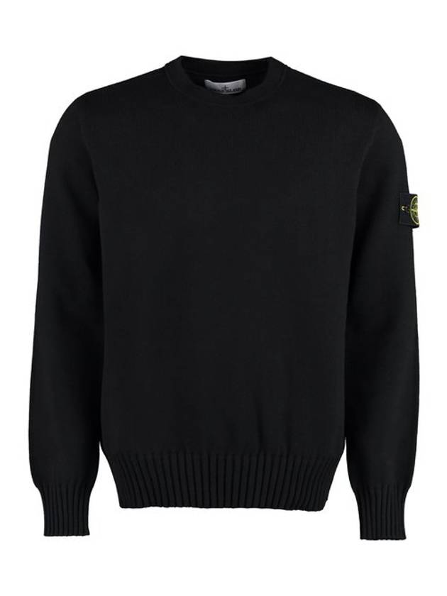 Logo Patch Knit Top Black - STONE ISLAND - BALAAN 2