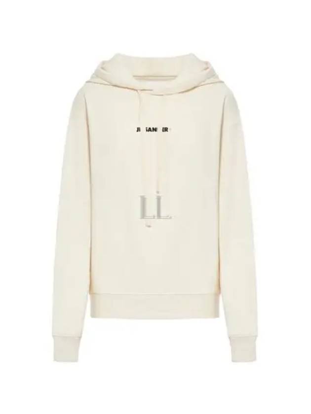 Logo Print Cotton Hoodie Cream - JIL SANDER - BALAAN 2