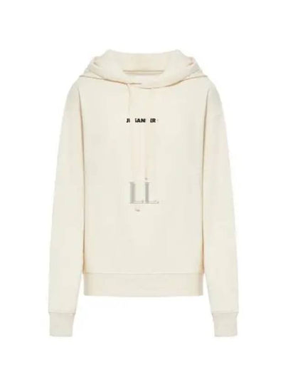 Logo Print Cotton Hoodie Cream - JIL SANDER - BALAAN 2