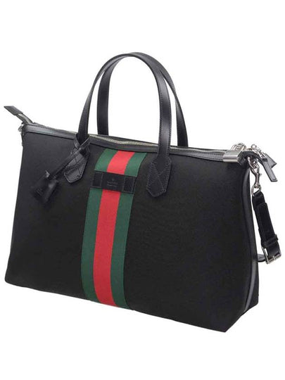 Striped Canvas Tote Bag Black - GUCCI - BALAAN 2