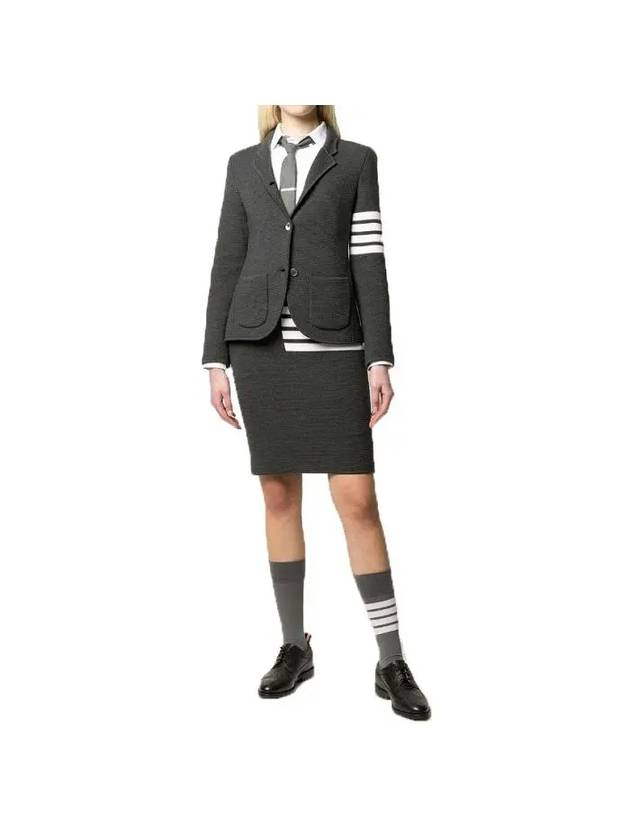 Women's Fine Merino Wool 4 Bar Stitch Pencil Skirt Dark Grey - THOM BROWNE - BALAAN 7