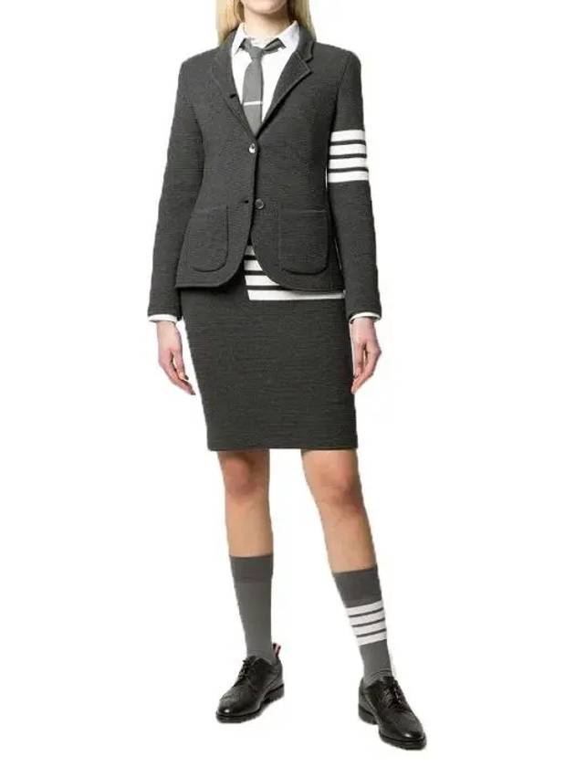 Women's Fine Merino Wool 4 Bar Stitch Pencil Skirt Dark Grey - THOM BROWNE - BALAAN 8