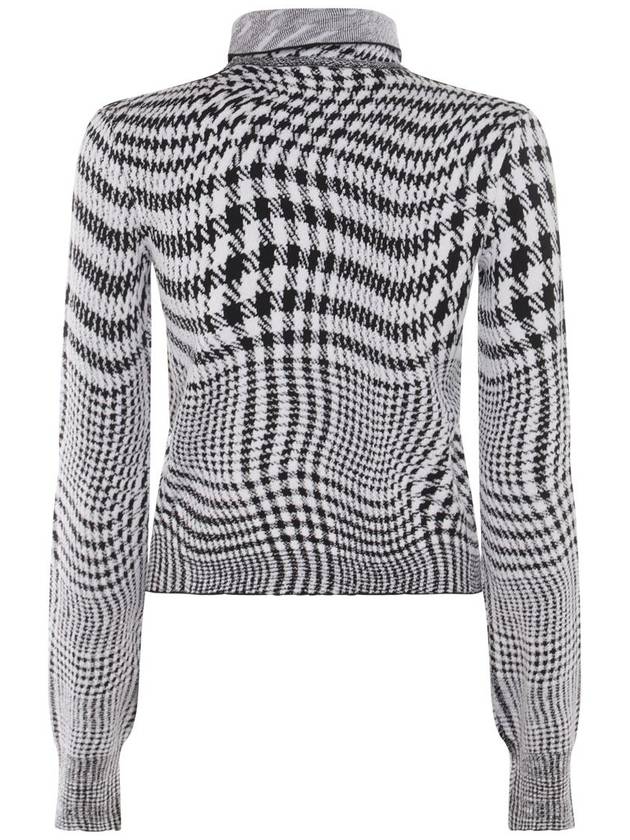 Warped Houndstooth High Neck Jacquard Turtleneck Monochrome - BURBERRY - BALAAN 4