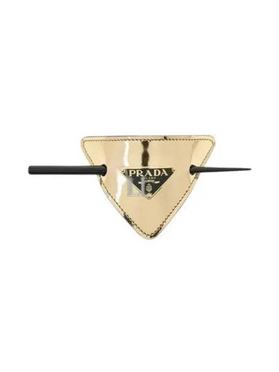 Brushed Leather Hair Clasp And Stick Gold - PRADA - BALAAN 2