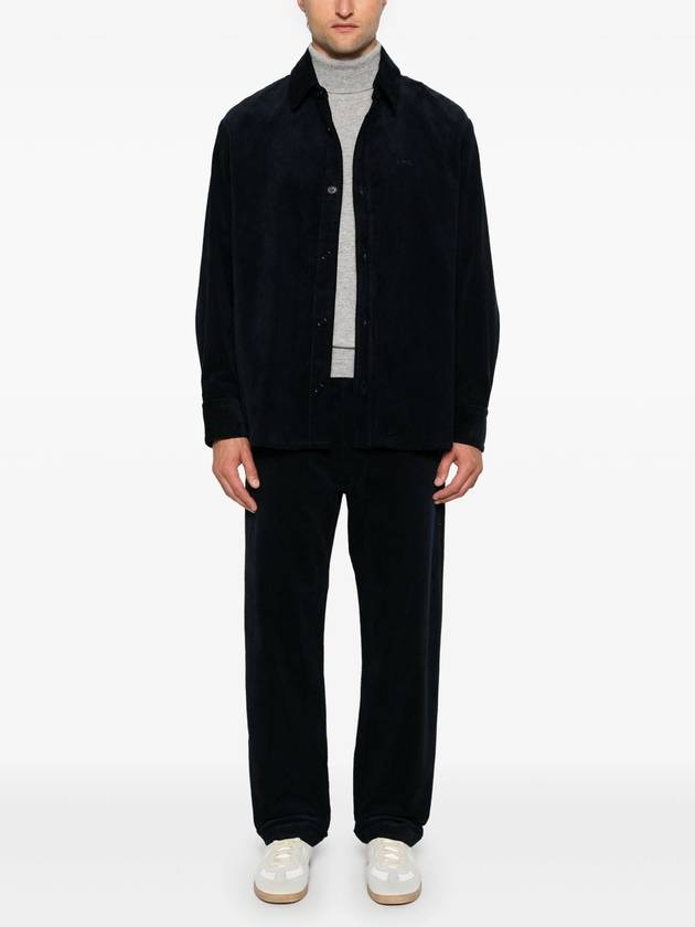 Bobby Embroidered Logo Corduroy Shirt Jacket Dark Navy - A.P.C. - BALAAN 3