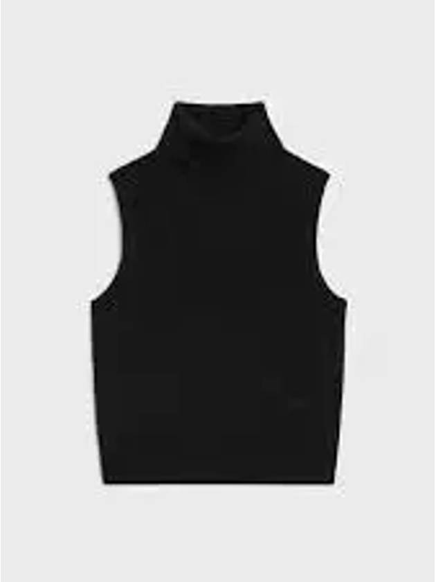 Triomphe Embroidered Turtleneck Scottish Cashmere Sleeveless Black - CELINE - BALAAN 2