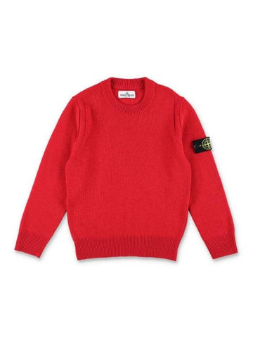 Kids 502Z1 Stocking Stitch Wool Viscose Nylon Cashmere Crewneck Knit Top Red - STONE ISLAND - BALAAN 1