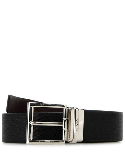 Two-Tone Reversible Saffiano Belt Black Brown - PRADA - BALAAN 2