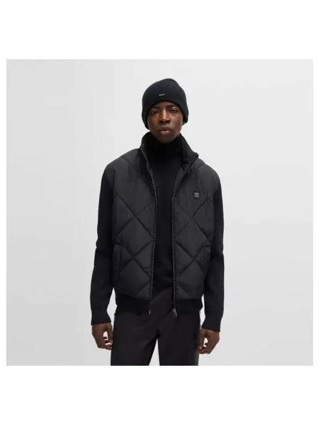 Quilted Front Panel Zip-Up Jacket Black - HUGO BOSS - BALAAN 2