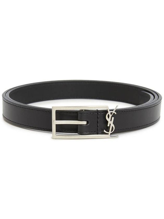 New Cassandre Buckle Leather Belt Black - SAINT LAURENT - BALAAN 2