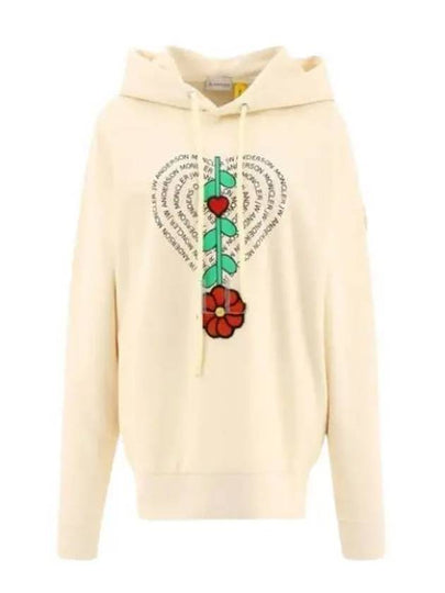 Flower Fleece Jersey Hoodie Beige - MONCLER - BALAAN 2