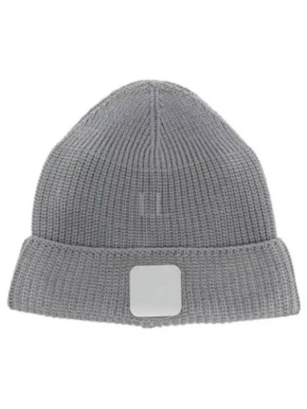 Logo Patch Cotton Ribbed Beanie Grey - CP COMPANY - BALAAN 2