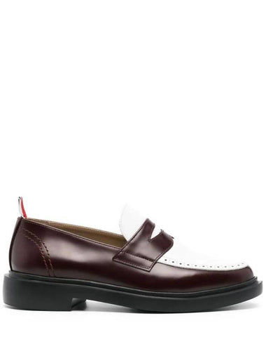 Men's Paneled Leather Loafer Brown - THOM BROWNE - BALAAN 1