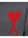 Intarsia Big Heart Logo Wool Knit Top Grey - AMI - BALAAN 3