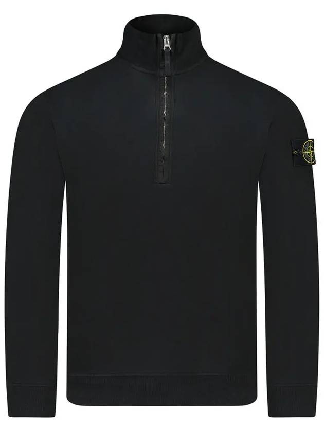 Logo Half Zipper Sweatshirt Black - STONE ISLAND - BALAAN 2