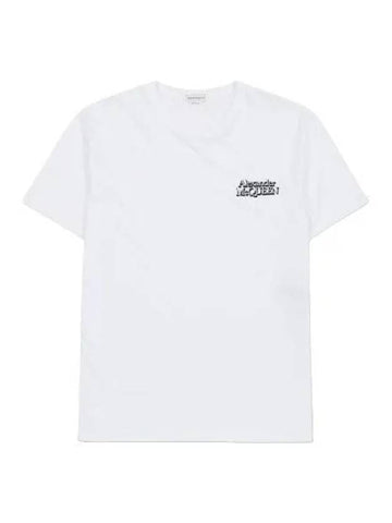 Logo Print Short Sleeve T Shirt White Tee - ALEXANDER MCQUEEN - BALAAN 1