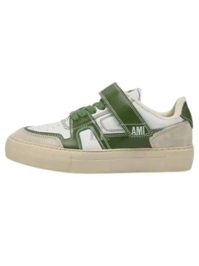 Logo Low Top Sneakers Green White - AMI - BALAAN 2