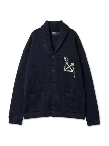 Nautical Cotton Linen Shawl Cardigan Navy - POLO RALPH LAUREN - BALAAN 1