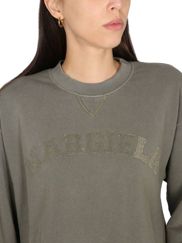 Logo Vintage Cropped Cotton Long Sleeve T-Shirt Green - MAISON MARGIELA - BALAAN 4