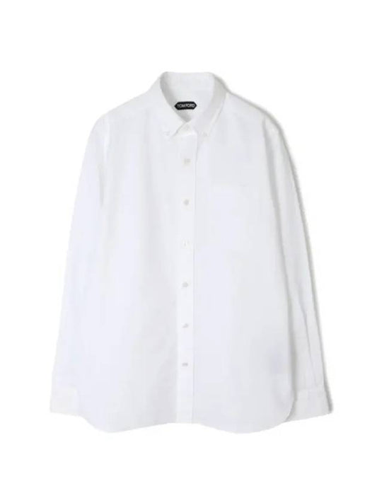 Washed Stretch Oxford Long Sleeve Shirt White - TOM FORD - BALAAN 1