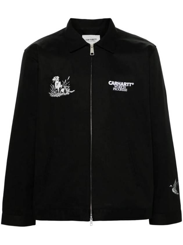 Embroidered Logo Zip-Up Jacket Black - CARHARTT WIP - BALAAN 1